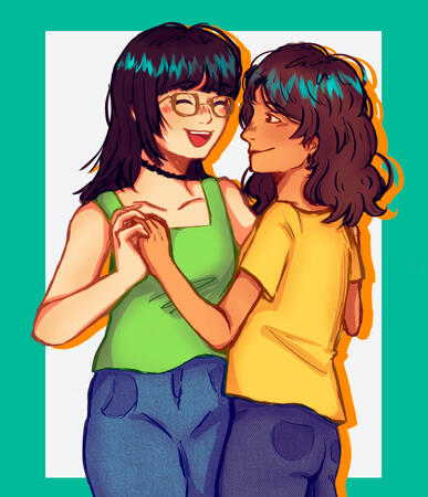 gift for gf, colored sketch