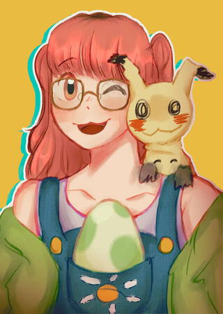 headshot, colored sketch